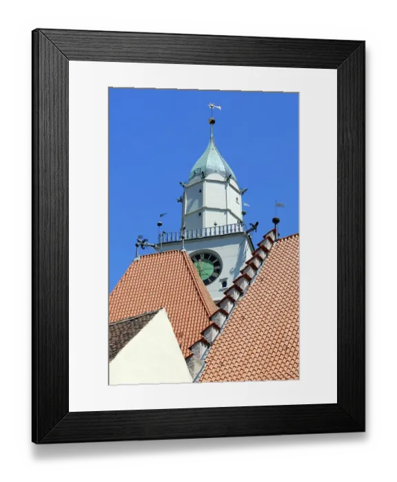 Framed Print : Pitched roof and Cathedral tower