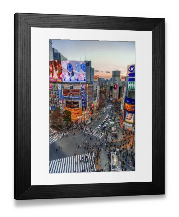 Framed Print : Shibuya Crossing from above, crowds of people at intersection Framed Print : Shibuya Crossing from above, crowds of people at intersection