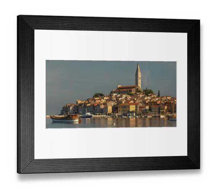 Framed Print : Harbour in the old town with Sveta Eufejima church Framed Print : Harbour in the old town with Sveta Eufejima church