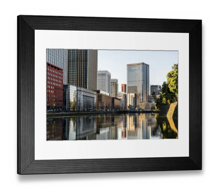Framed Print : High-rise buildings reflected in a canal