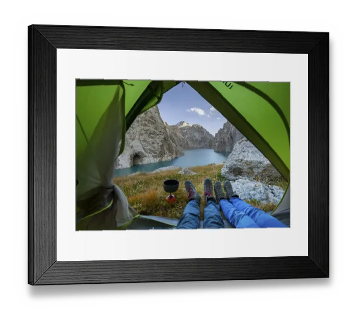 Framed Print : Wild camping, camping in the wilderness with a tent Framed Print : Wild camping, camping in the wilderness with a tent