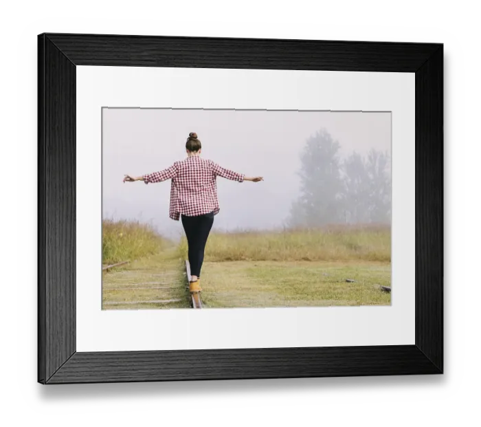 Framed Print : Young girl balancing railway. Resolution and high quality beautiful photo