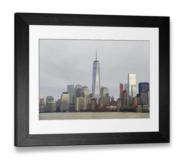 Framed Print : Skyline of the financial district of Manhattan with the One World Trade Center or Freedom Tower