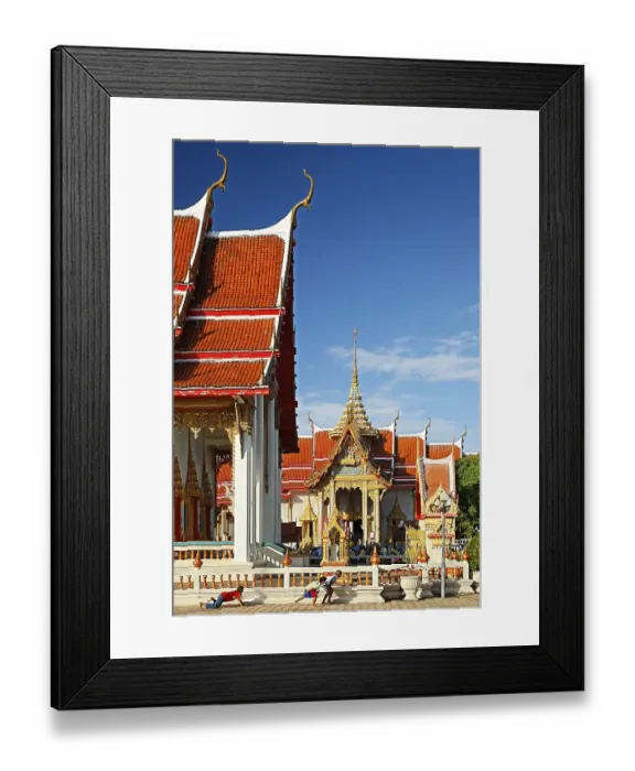 Framed Print : Children playing in front of Wat Chalong temple