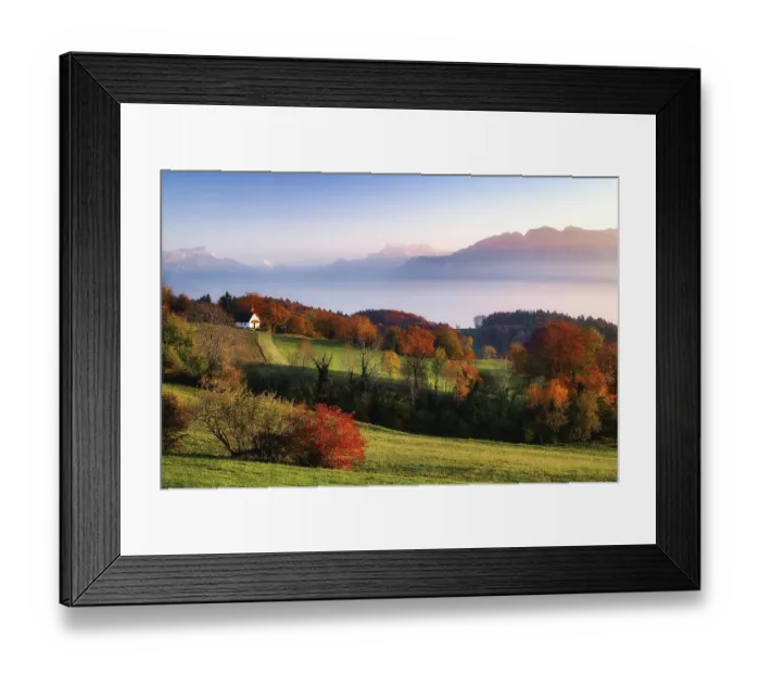 Framed Print : View of Dents du Midi at sunset