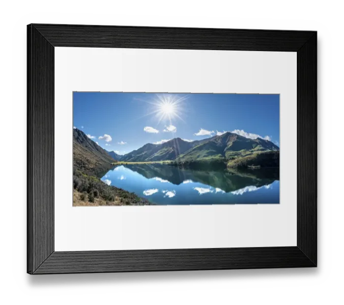 Framed Print : Panorama, mountains reflected in a lake
