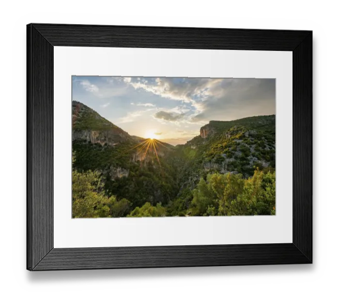 Framed Print : Forested mountainsides, Green Gorge