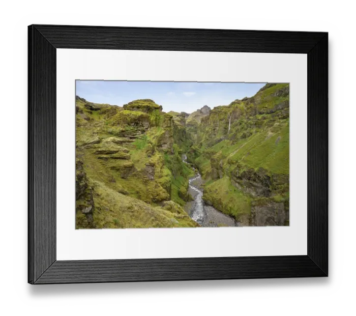 Framed Print : Mountain landscape with green canyon Framed Print : Mountain landscape with green canyon