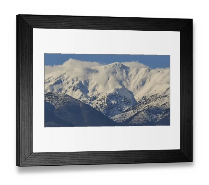 Framed Print : Snow-capped mountain peaks, Lefka Ori