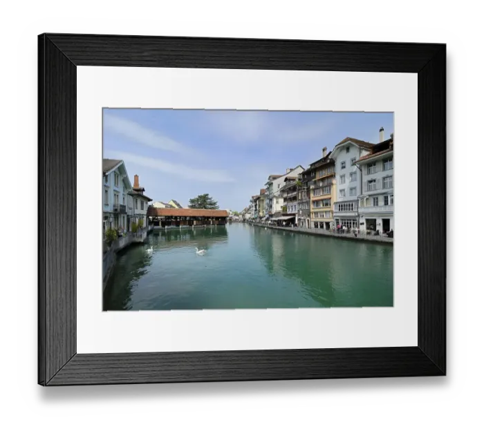 Framed Print : Aare River quay, Thun, Canton of Berne