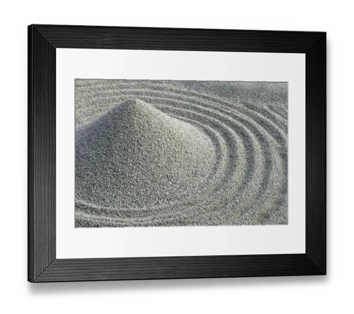 Framed Print : Gravel mound in Zen garden, Rinzai Zen school
