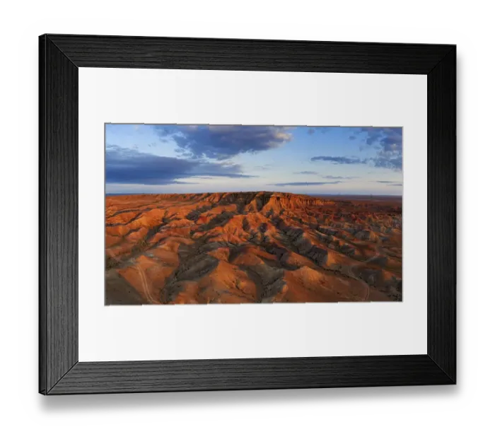 Framed Print : Aerial panorama of textural colorful striped canyons Tsagaan suvarga Framed Print : Aerial panorama of textural colorful striped canyons Tsagaan suvarga