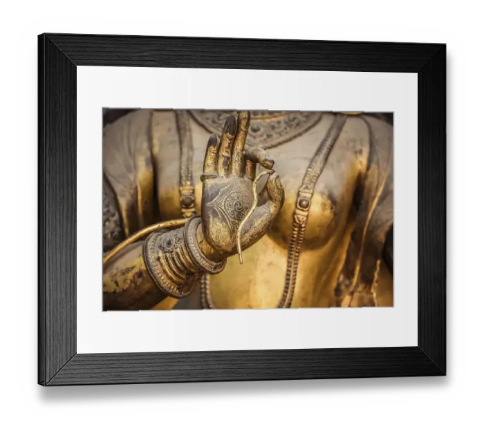 Framed Print : Hand of a statue, Buddhist deity