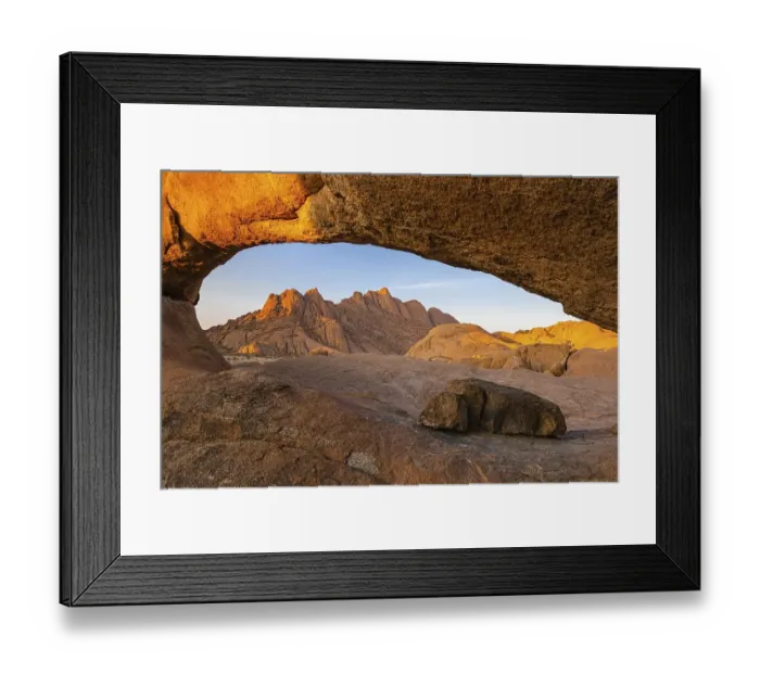 Framed Print : Sunset at the Spitzkoppe in Namibia, Bogenfelsen