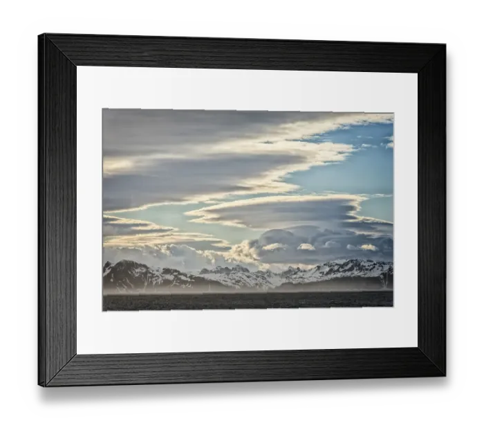 Framed Print : Coastline and clouds, Right Whale Bay