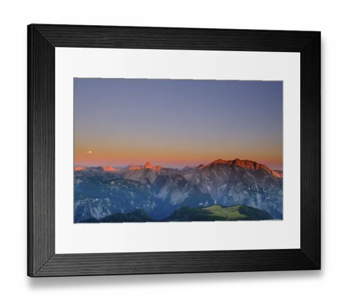 Framed Print : Sunrise at Watzmann on the right and the Steinernes Meer on the left