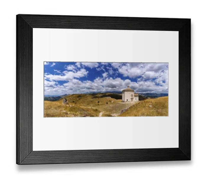 Framed Print : Church Santa Maria della Pieta with mountain massif Gran Sasso
