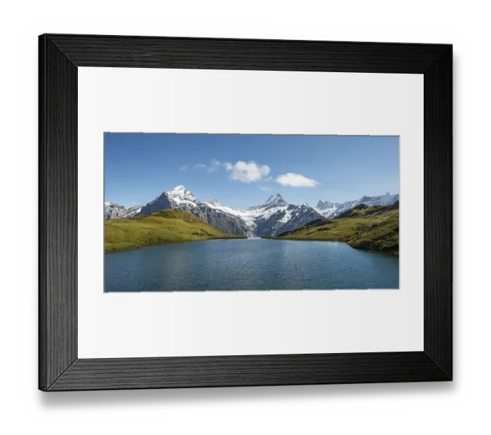 Framed Print : View of Grindelwald Glacier, Bachalpsee with summits of the Schreckhorn and Finsteraarhorn