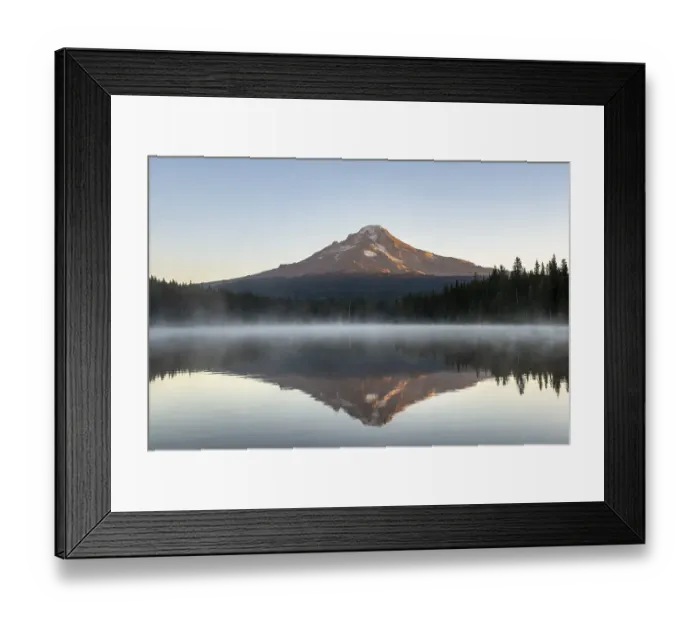 Framed Print : Reflection of Mt Hood volcano in Trillium Lake