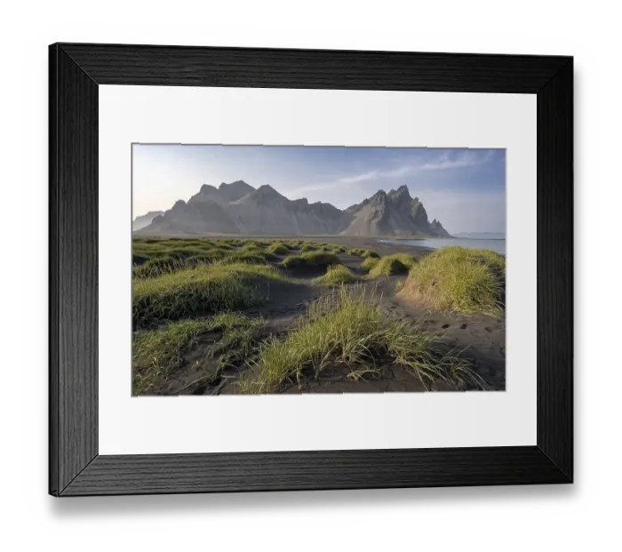Framed Print : Black beach with volcanic sand