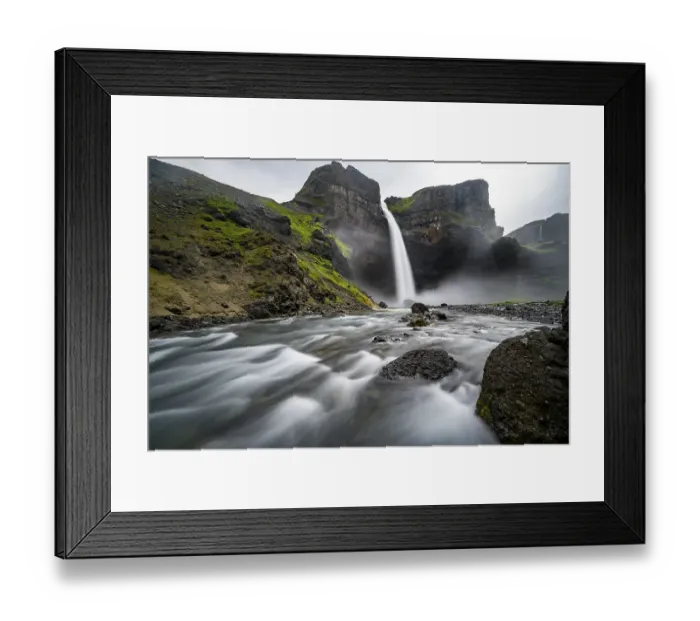 Framed Print : Haifoss and Granni waterfall at a canyon Framed Print : Haifoss and Granni waterfall at a canyon