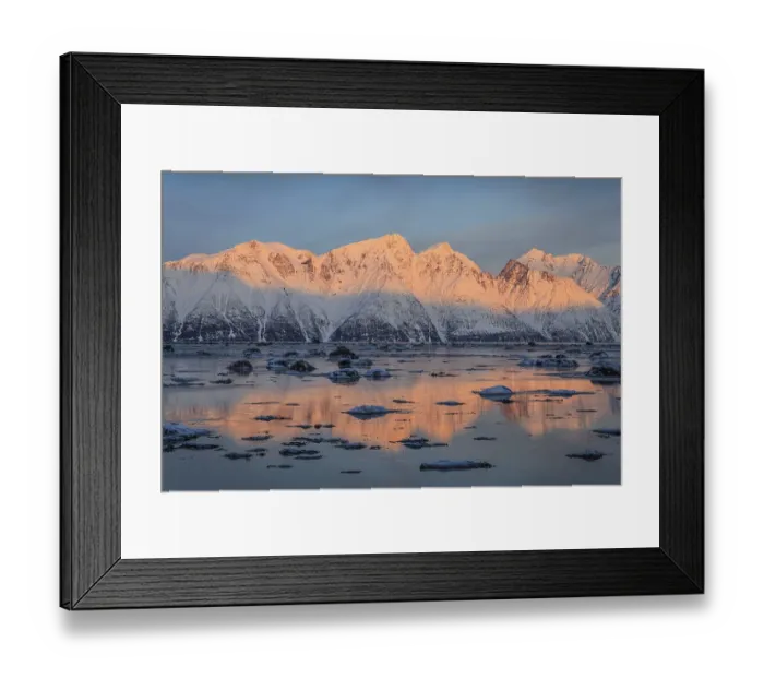 Framed Print : Morning light, mountains, snowy