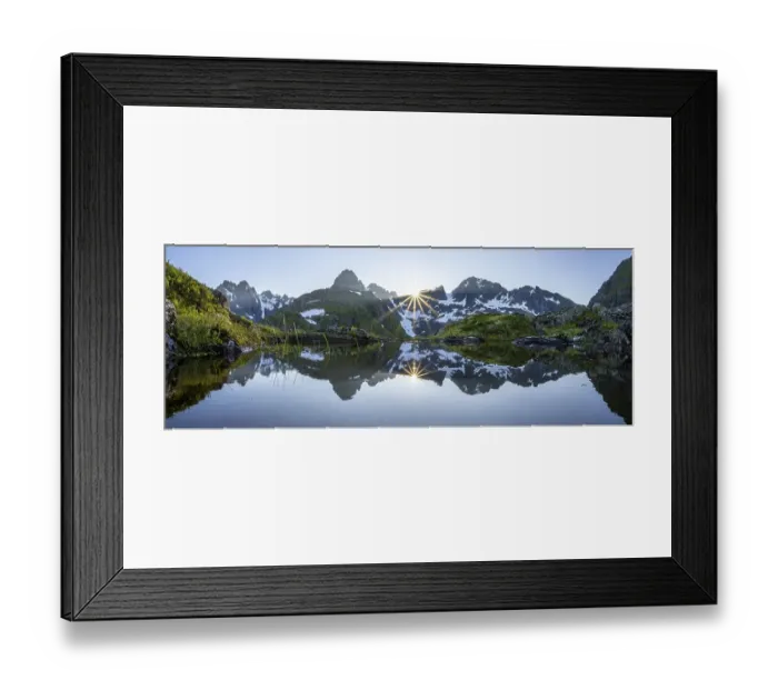 Framed Print : Mountain panorama, high moor, mountains reflected in a pond