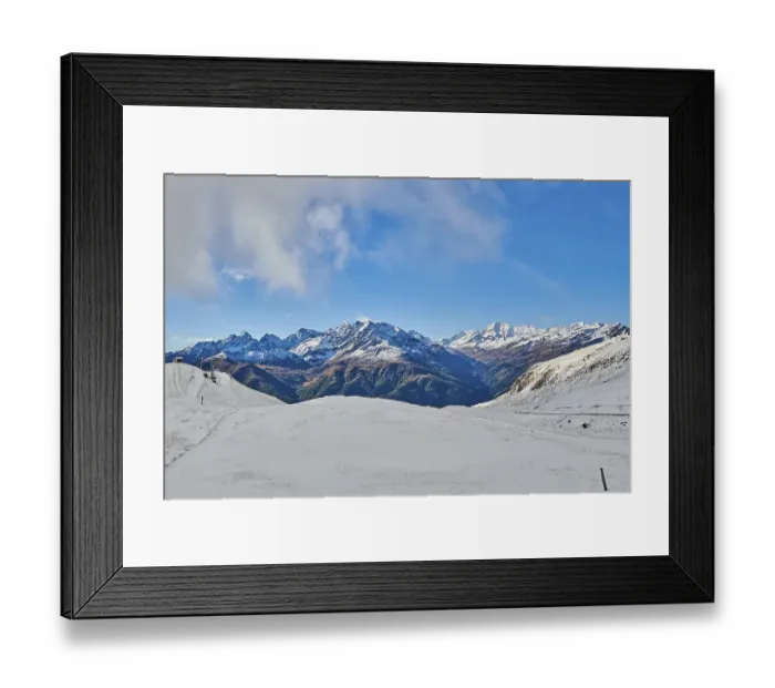Framed Print : Snowy Mountains with clouds at Hochalpenstrasse