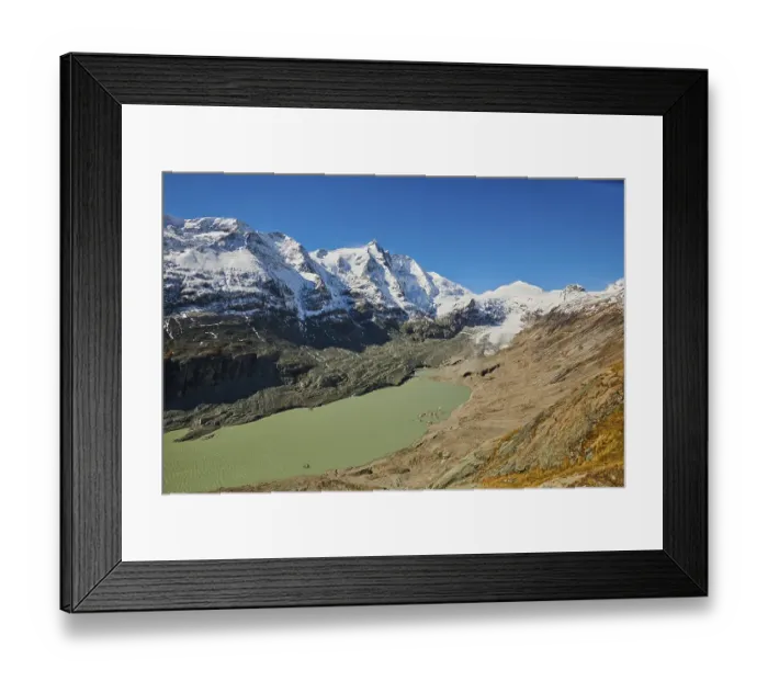 Framed Print : Snowy Mountain (Grossglockner) with Pasterze on a sunny day at Hochalpenstrasse Framed Print : Snowy Mountain (Grossglockner) with Pasterze on a sunny day at Hochalpenstrasse