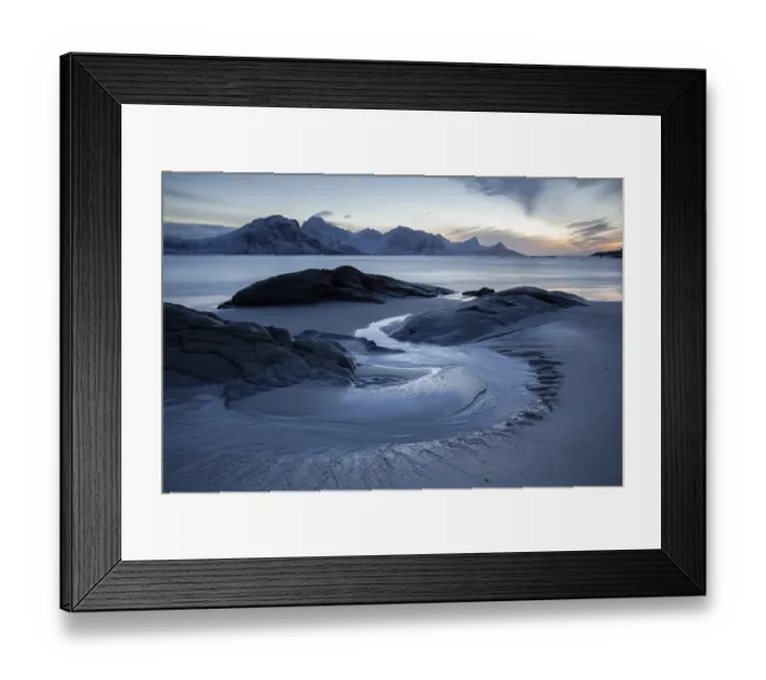Framed Print : Coastline, beach of Ytter Vagje in winter