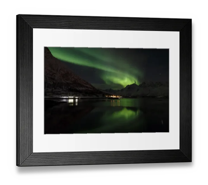 Framed Print : Northern Lights or Aurora Borealis over the Vatter Fjord