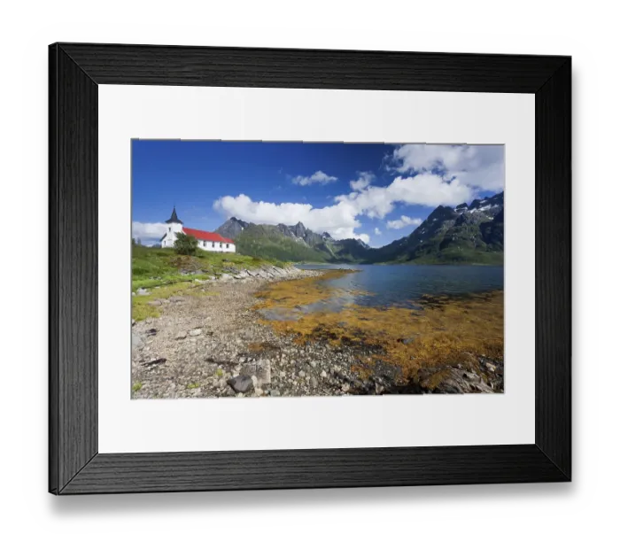 Framed Print : Vestpollen chapel in Austnesfjord Framed Print : Vestpollen chapel in Austnesfjord