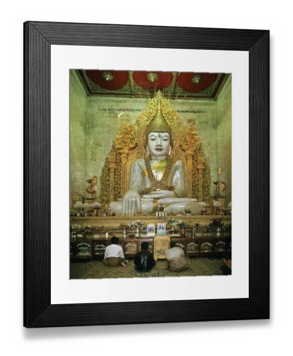 Framed Print : Seated Buddha statue, Kyauk Taw Gyi Pagoda