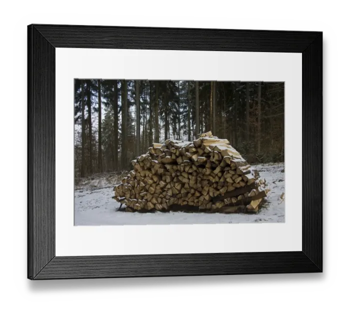 Framed Print : Woodpile in a wintery forest Framed Print : Woodpile in a wintery forest