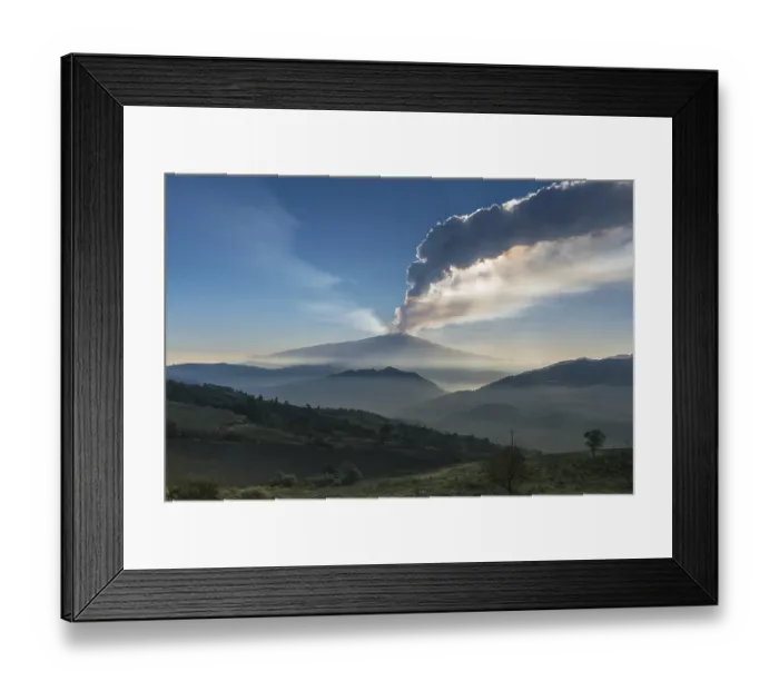 Framed Print : Eruption column above the new southeast crater