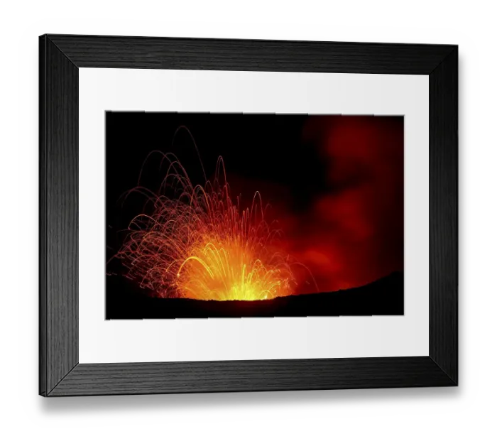Framed Print : Eruption, volcanic eruption, night view