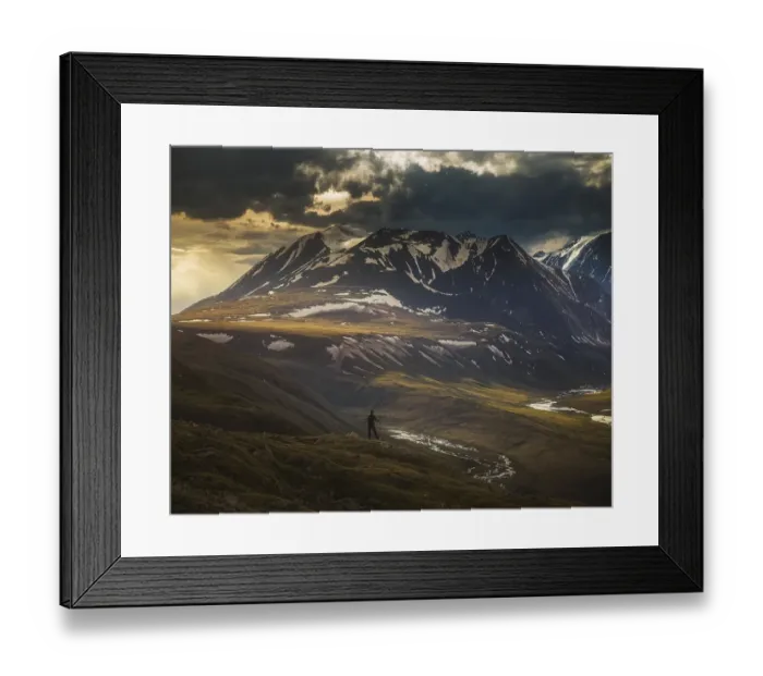 Framed Print : Adventurer in Kharkhiraa and Turgen mountains