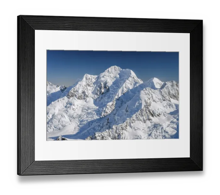 Framed Print : Glaciated summit of Mt Cook, Mount Cook National Park