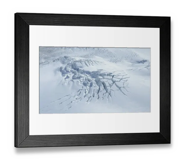 Framed Print : Aerial view, ice field with cross crevasses Framed Print : Aerial view, ice field with cross crevasses