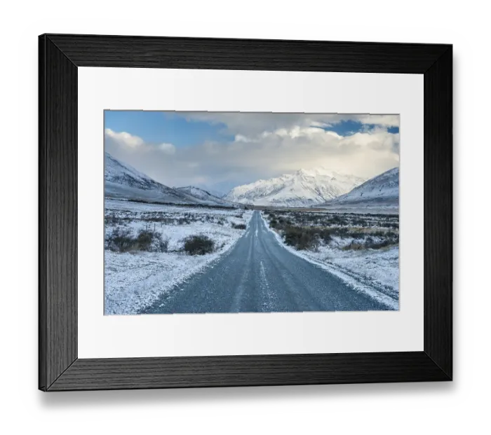 Framed Print : Rangitata River Valley Winter Gravel Road