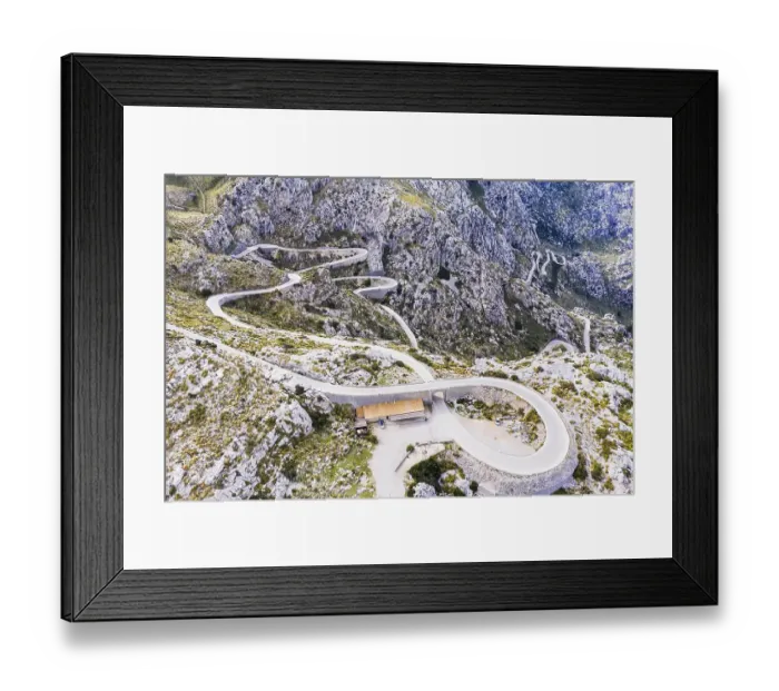 Framed Print : Serpentine road MA-2141 with tie knots Sa Moleta