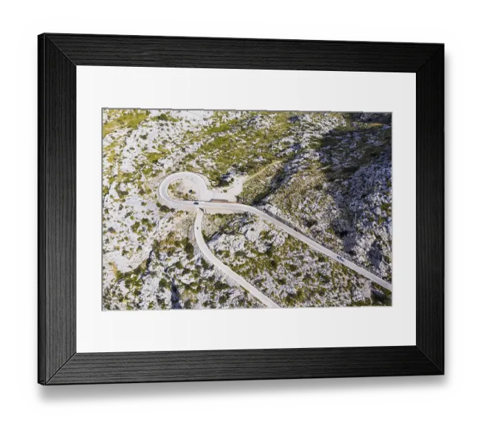 Framed Print : Serpentine road MA-2141 with tie knots Sa Moleta