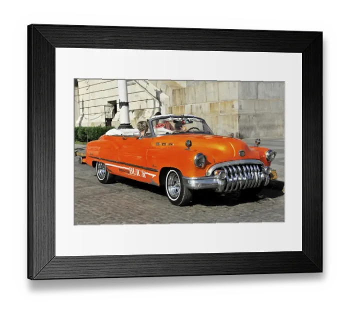Framed Print : Buick, Convertible, classic car from the 50s in the city center of Havana