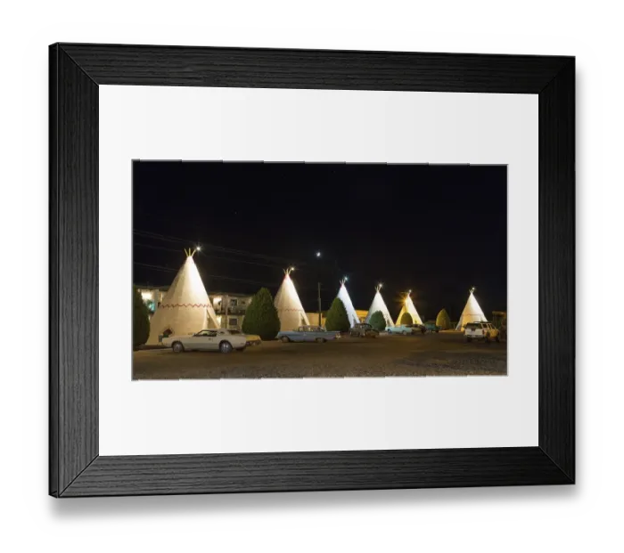 Framed Print : Wigwam Motel at night, tepees, Holbrook