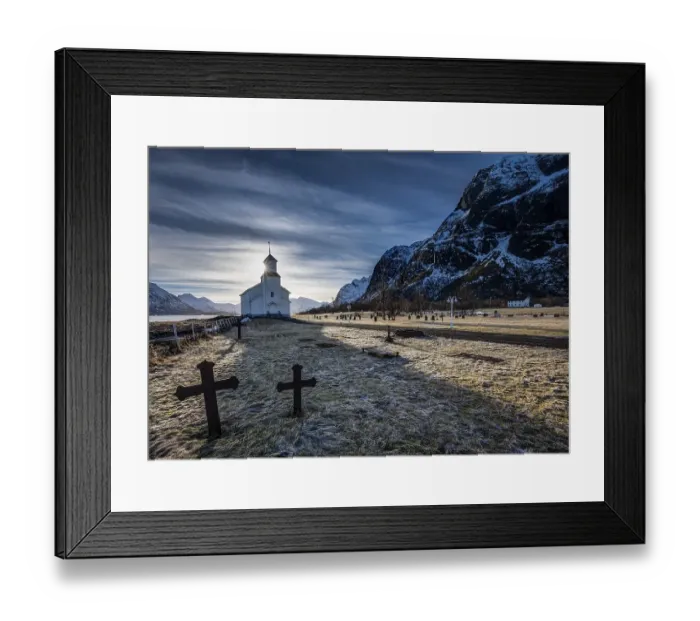 Framed Print : Cemetery with graves and church of Gimsoy Framed Print : Cemetery with graves and church of Gimsoy