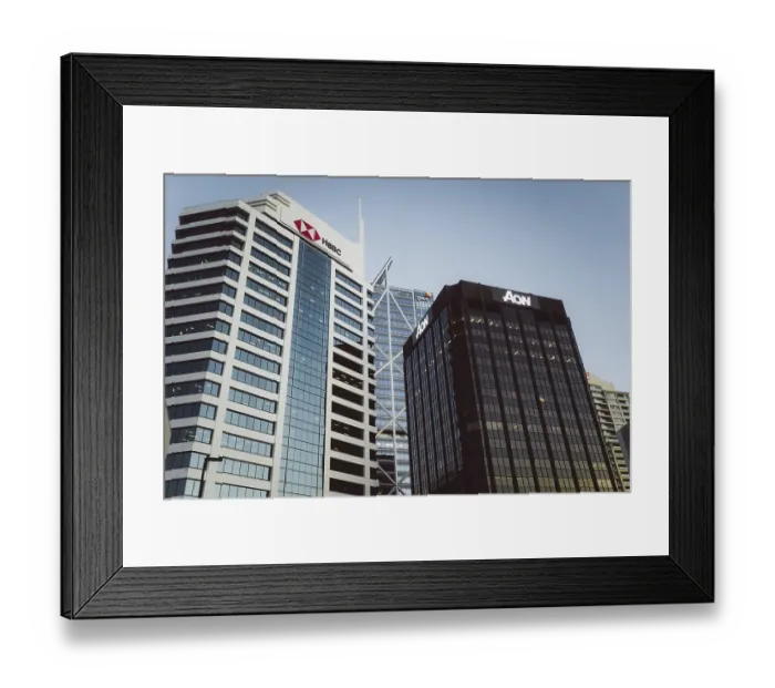 Framed Print : Modern skyscrapers with the HSBC