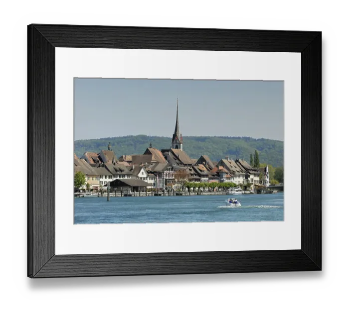Framed Print : Historic part of town on the bank of the Rhine River