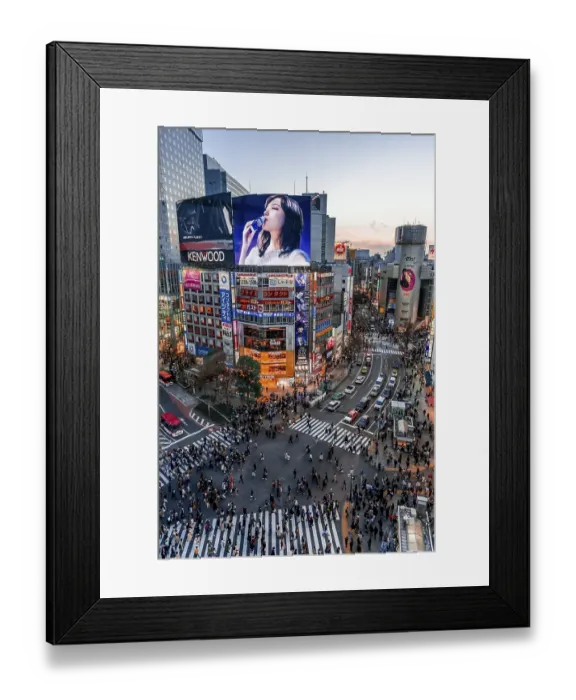 Framed Print : Shibuya Crossing from above, crowds of people at intersection Framed Print : Shibuya Crossing from above, crowds of people at intersection