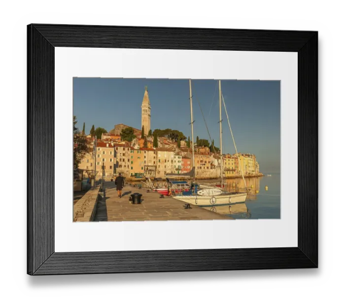 Framed Print : Harbour in the old town with Sveta Eufejima church Framed Print : Harbour in the old town with Sveta Eufejima church