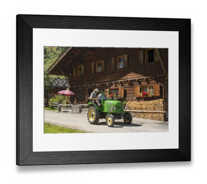 Framed Print : Vintage tractor at the Kirtag in Almdorf Eng